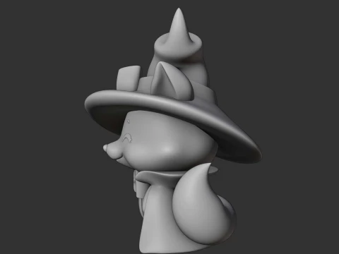 Cute 3dprintable fox wizard for halloween toy 3D Print Model