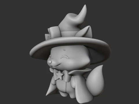 Cute 3dprintable fox wizard for halloween toy 3D Print Model