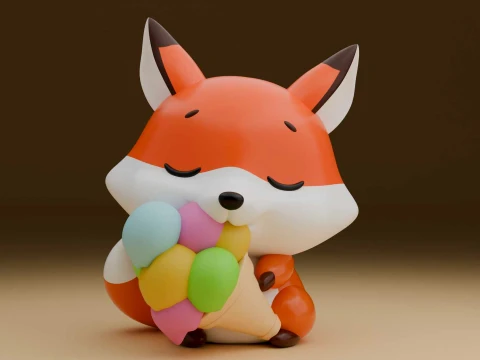 Cute 3dprintable fox and icecream for summer Modelo de impresión 3D