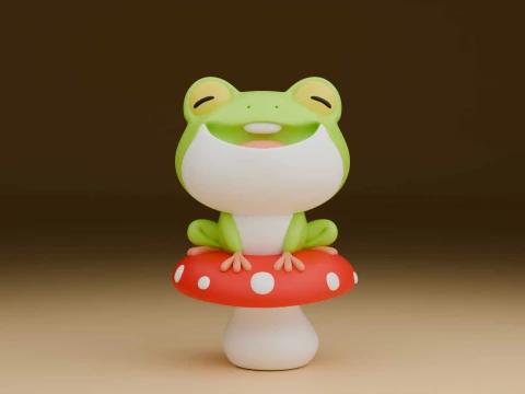 Cute 3dprintable frog and mushroom toy 3D Принт Модель