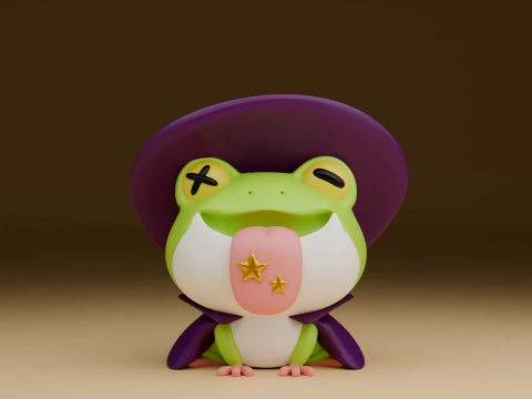 Cute 3dprintable frog wizard for halloween toy 3Dプリントモデル