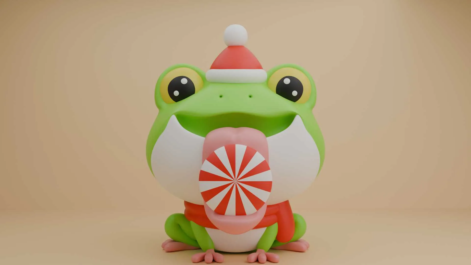 Cute 3dprintable frog and candy for christmas gift 3D Print Model .c4d .max .obj .3ds .fbx .stl .blend 