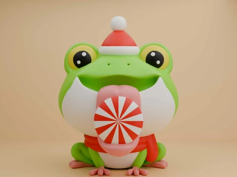 Cute 3dprintable frog and candy for christmas gift 3D Print Model