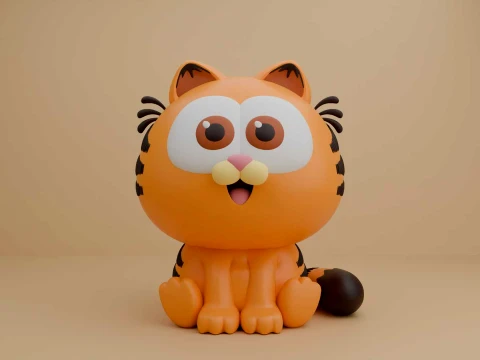Cute 3dprintable cat garfield figure 3Dプリントモデル
