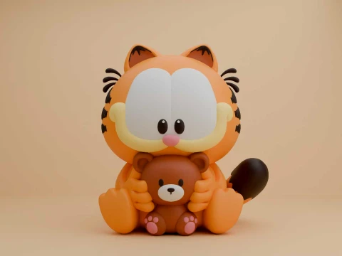 Cute 3dprintable cat garfield figure 3Dプリントモデル