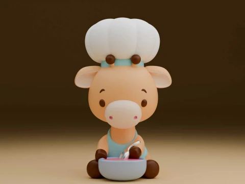 Cute 3dprintable giraffe chef toy 3D Print Model