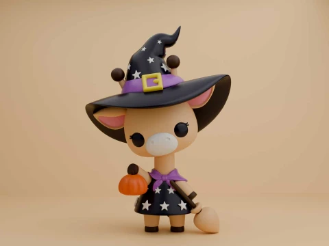Cute 3dprintable giraffe wizard and pumpkin for halloween gift 3D Print Model