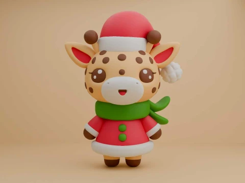 Cute 3dprintable giraffe for christmas gift 3D Print Model