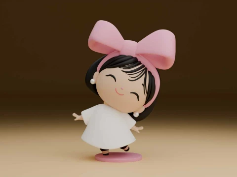 Cute 3dprintable chibi girl 3D Print Model