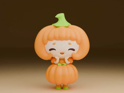 Cute 3dprintable chibi girl pumpkin for halloween gift 3D Принт Модель