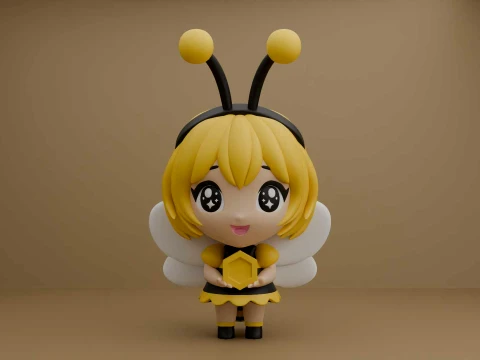 Cute 3dprintable chibi girl honey bee 3D Принт Модель