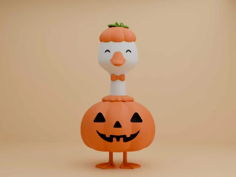 Cute 3dprintable goose and pumpkin for halloween gift 3D 프린트 모델