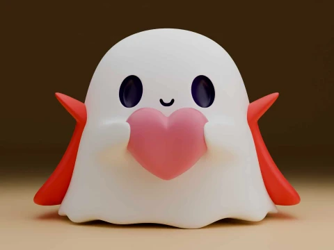 Cute 3dprintable ghost and heart for halloween and valentine toy Model Cetak 3D