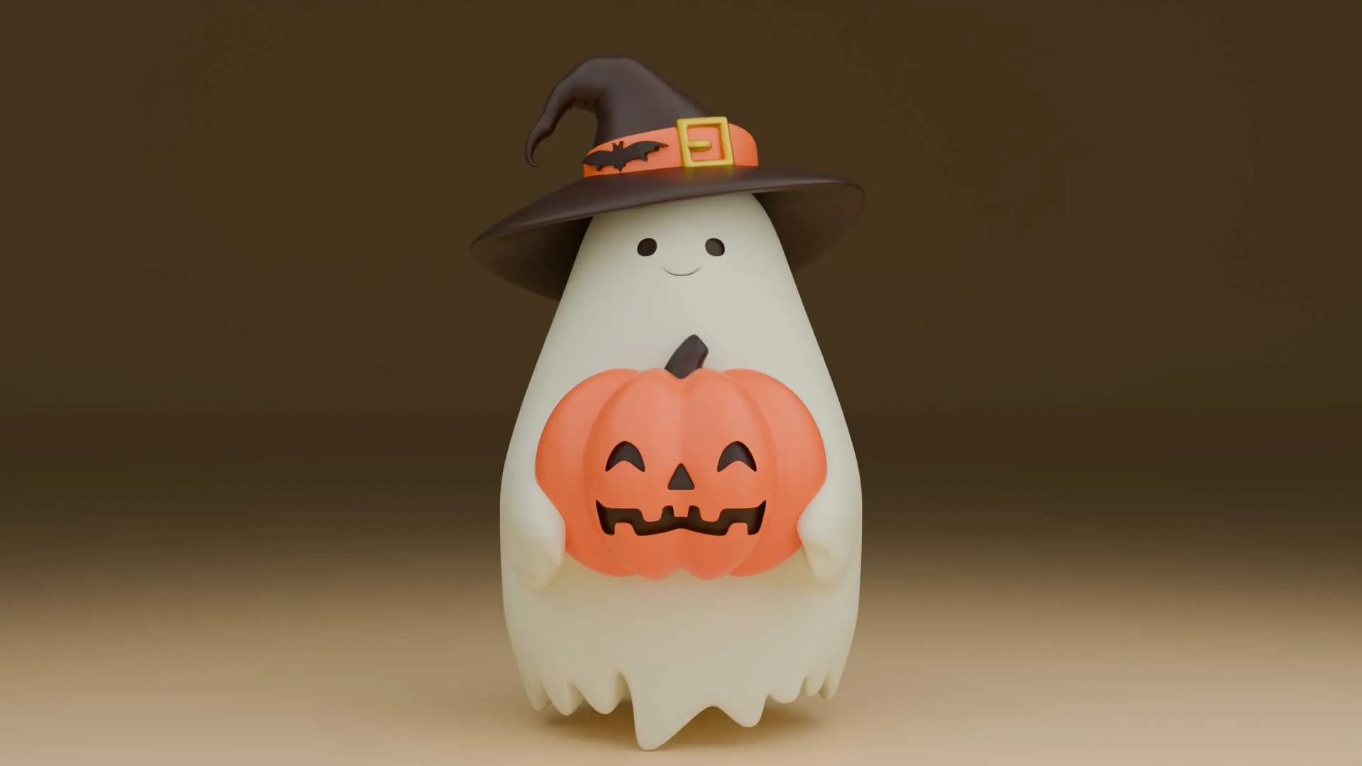 Cute 3dprintable ghost and pumpkin for halloween figure 3D Print Model .c4d .max .obj .3ds .fbx .stl .blend 
