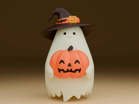Cute 3dprintable ghost and pumpkin for halloween figure 3Dプリントモデル