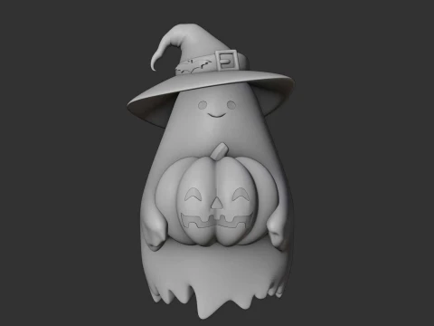 Cute 3dprintable ghost and pumpkin for halloween figure 3D Print Model