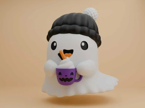 Cute 3dprintable ghost toy for halloween decor 3Dプリントモデル