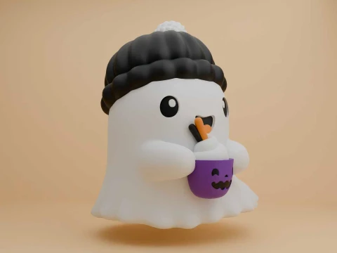 Cute 3dprintable ghost toy for halloween decor 3D Print Model