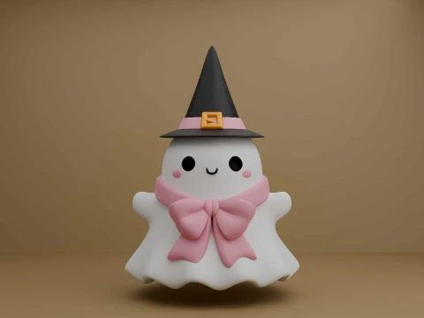 Cute 3dprintable ghost wizard for halloween figure Modello di stampa 3D