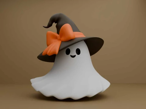 Cute 3dprintable ghost wizard for halloween figure Modelo de Impressão 3D