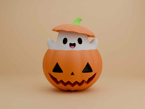 Cute 3dprintable ghost and pumpkin for halloween figure 3D Baskı Modeli