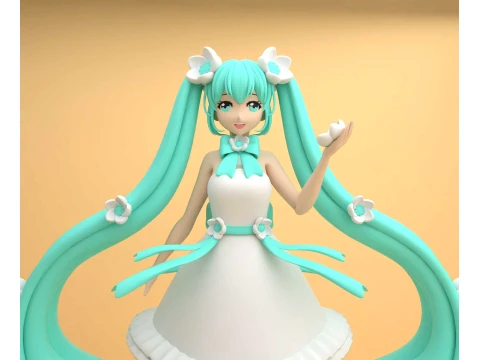 Cute 3sprintable anime hatsune miku figure 3D Print Model