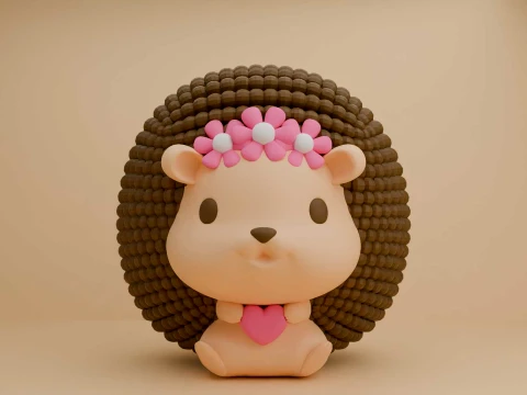 Cute 3sprintable hedgehog toy and heart for valentine gift Model Cetak 3D