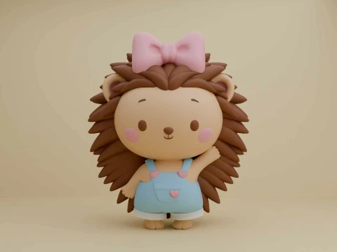 Cute 3sprintable hedgehog girl toy 3D Print Model
