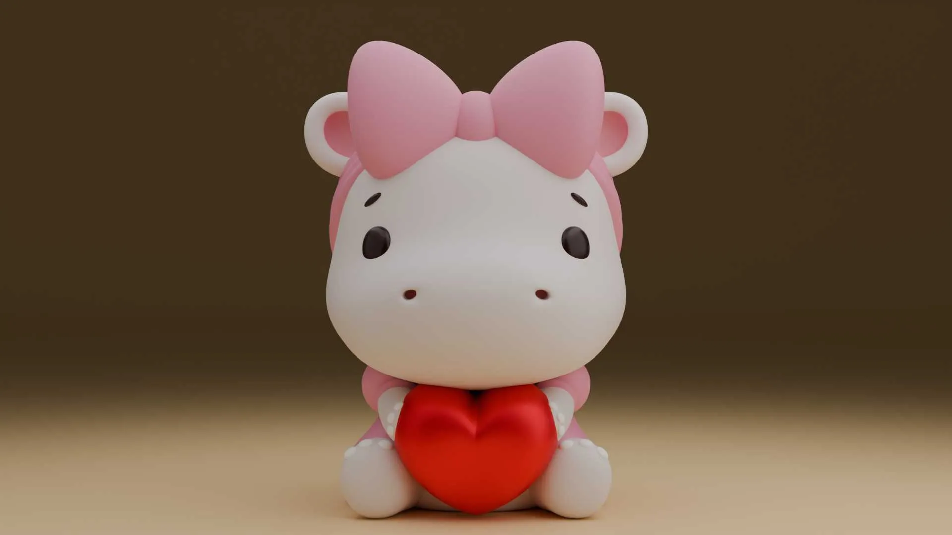 Cute 3sprintable hippo and heart for valentine gift 3D Print Model .c4d .max .obj .3ds .fbx .stl .blend 