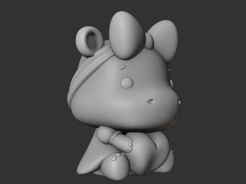 Cute 3sprintable hippo and heart for valentine gift 3D Print Model