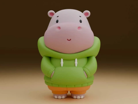 Cute 3sprintable hippo urbanvibes 3D Print Model