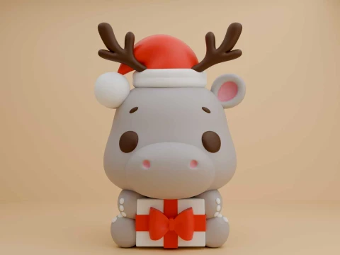 Cute 3sprintable hippo deer for christmas gift 3D Print Model