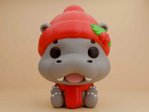 Cute 3sprintable hippo for christmas toy 3D Print Model