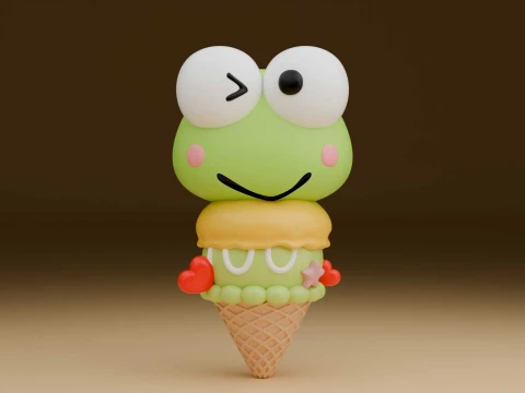 Cute 3sprintable frog keroppi sanrio and icecream 3D Принт Модель