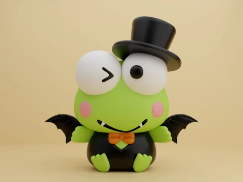 Cute 3sprintable frog keroppi sanrio vampire for halloween Modèles 3D en vedette
