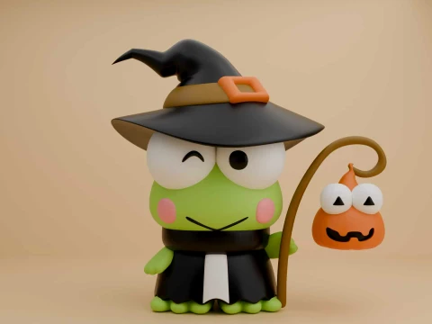 Cute 3sprintable frog keroppi sanrio wizard for halloween 3D Druckmodell