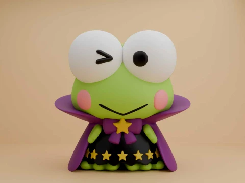 Cute 3sprintable frog keroppi sanrio wizard for halloween Modèles 3D en vedette