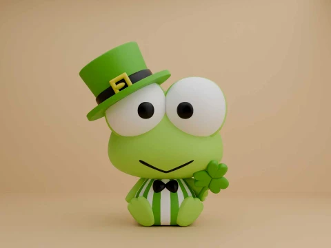 Cute 3sprintable frog keroppi sanrio for saintpatrick day Model do druku 3D