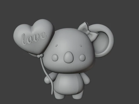 Cute 3dprinable koala toy and heart for valentine gift 3D Print Model