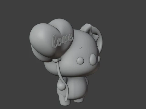 Cute 3dprinable koala toy and heart for valentine gift 3D Print Model
