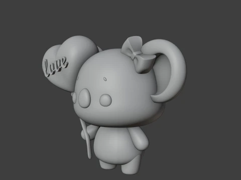 Cute 3dprinable koala toy and heart for valentine gift 3D Print Model