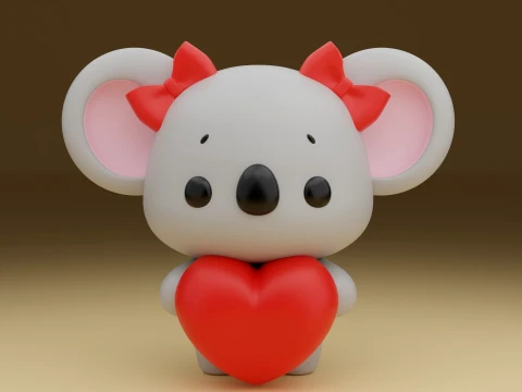 Cute 3dprinable koala toy and heart for valentine gift Model do druku 3D