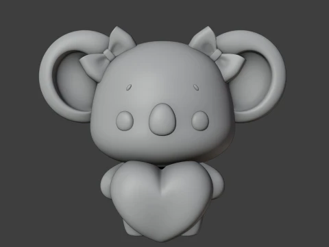 Cute 3dprinable koala toy and heart for valentine gift 3D Print Model