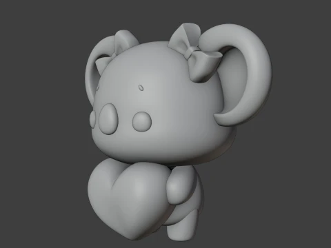 Cute 3dprinable koala toy and heart for valentine gift 3D Print Model