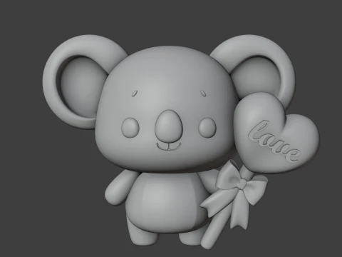 Cute 3dprinable koala toy and heart for valentine gift 3D Print Model