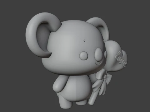 Cute 3dprinable koala toy and heart for valentine gift 3D Print Model