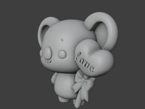 Cute 3dprinable koala toy and heart for valentine gift 3D Print Model