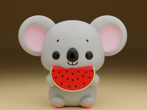 Cute 3dprinable koala toy and watermelon for summer Modèles 3D en vedette