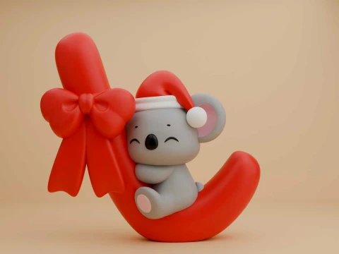 Cute 3dprinable koala toy and candy for christmas 3Dプリントモデル