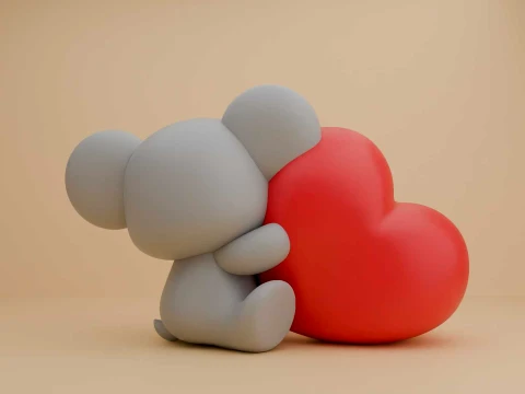 Cute 3dprinable koala toy and heart for valentine gift 3D Print Model